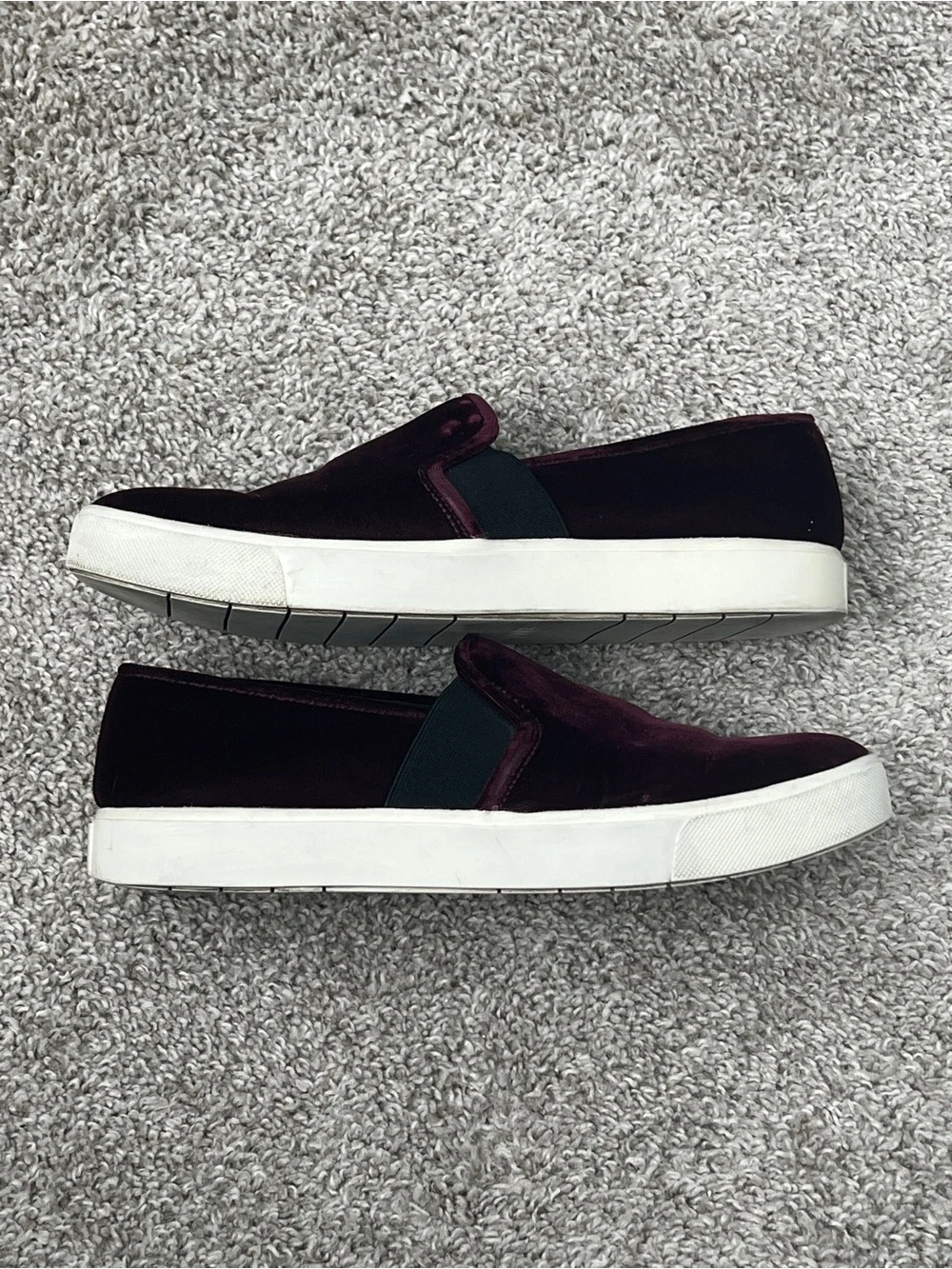 Vince Blair Velvet Slip On Sneakers Burgundy Oxblood Loafer Shoes Womens 7M - Picture 5 of 13